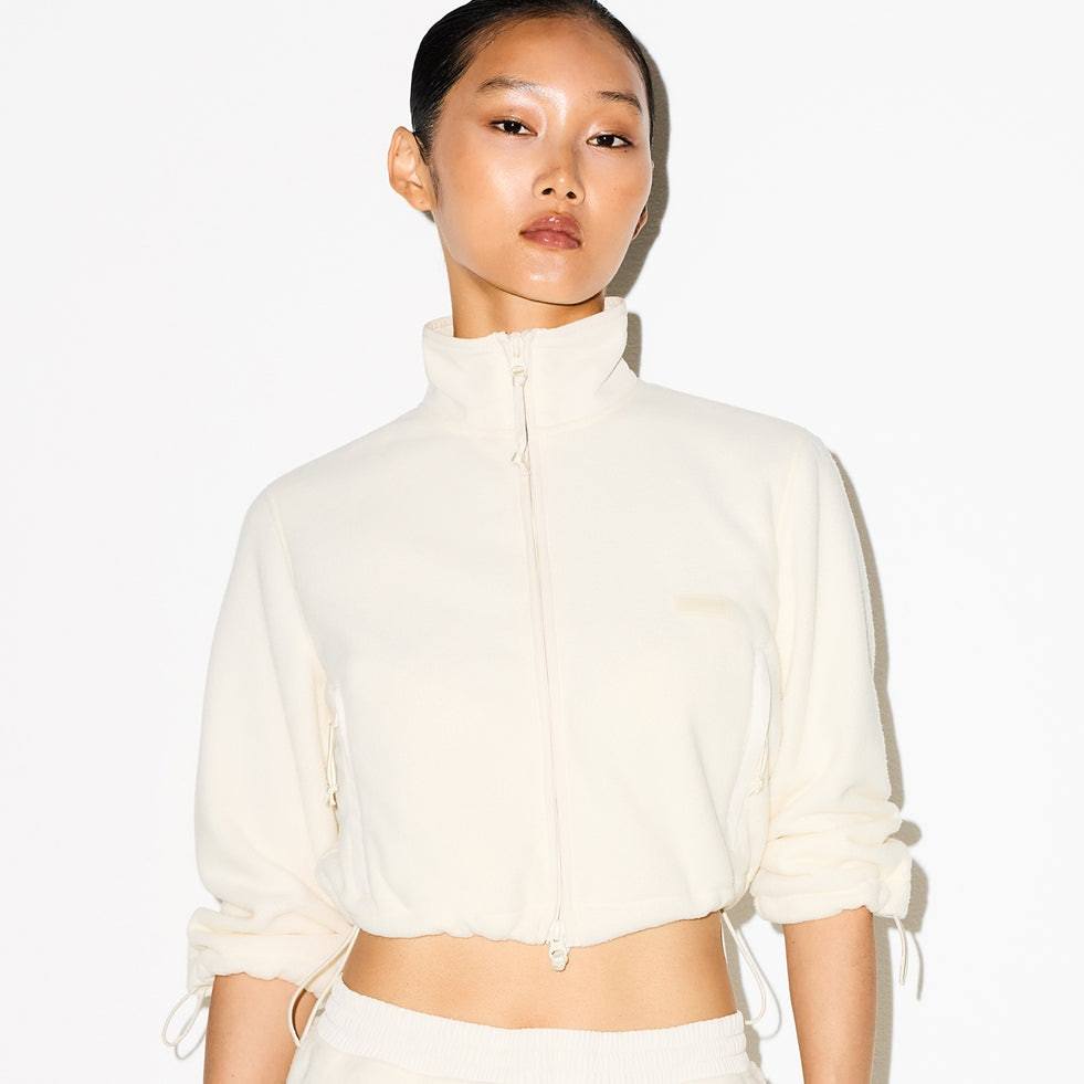 OUTDOOR FLEECE CROPPED 3/4 SLEEVE JACKET - ECRU - image 2