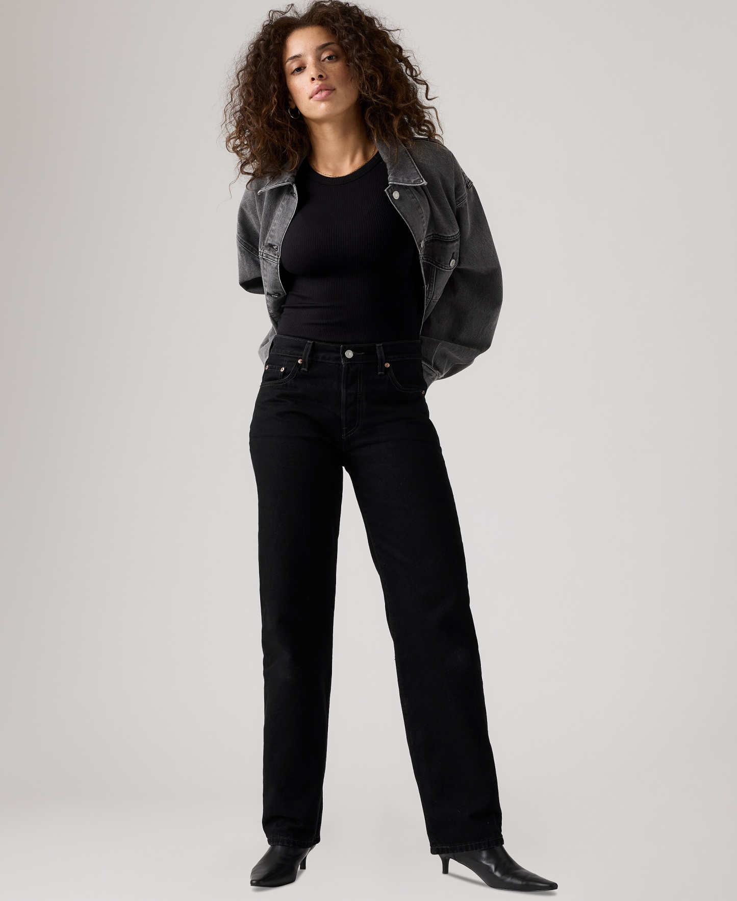 Levi's Premium Women's 501 90's Mid-Rise Straight-Fit Jeans 30" - Rinsed Blacktop