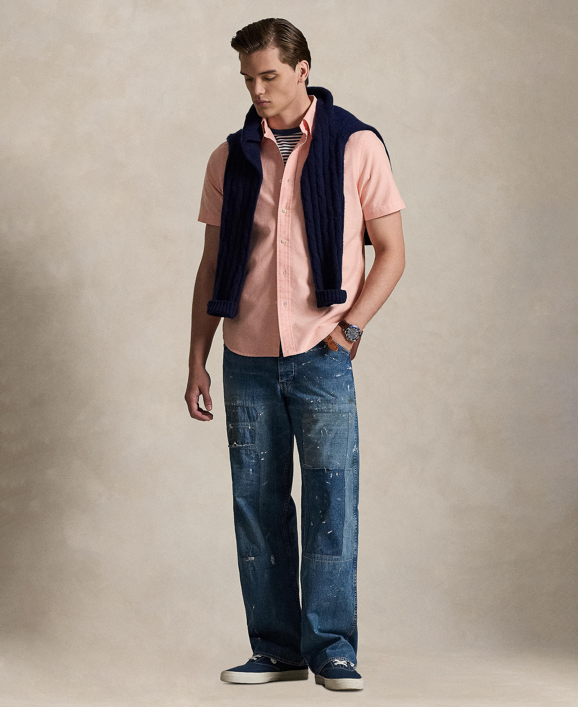 Polo Ralph Lauren Men's Classic-Fit Short-Sleeve Oxford Shirt - Peach