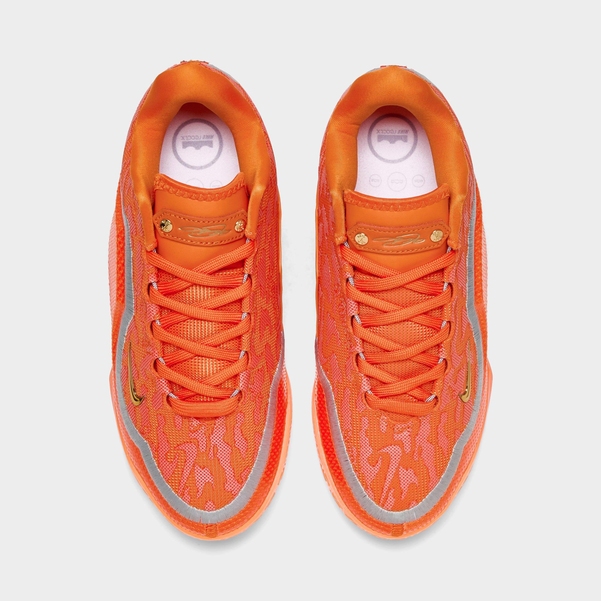 Big Kids' Nithtke LeBron 23 Basketball Shoes - Safety Orange/Wolf Grey/Metallic Gold - Top view
