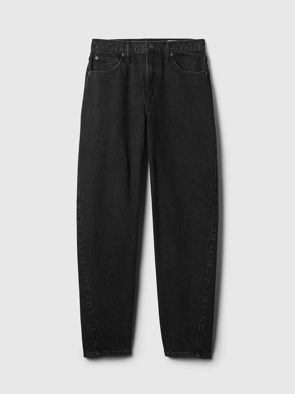 High Rise Khaki Stripe Barrel Jeans - Black