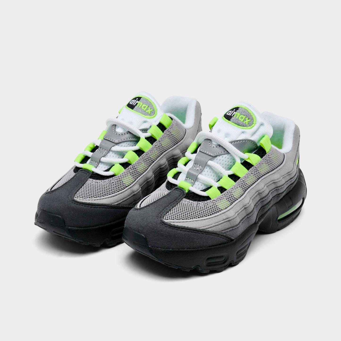 Little Kids' Nike Air Max 95 Big Bubble Casual Shoes - Black/Cool Grey/Neon Yellow