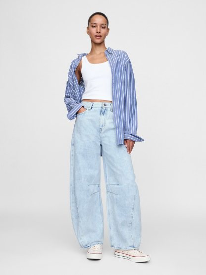 High Rise UltraSoft Crossover Horseshoe Jeans - Light indigo