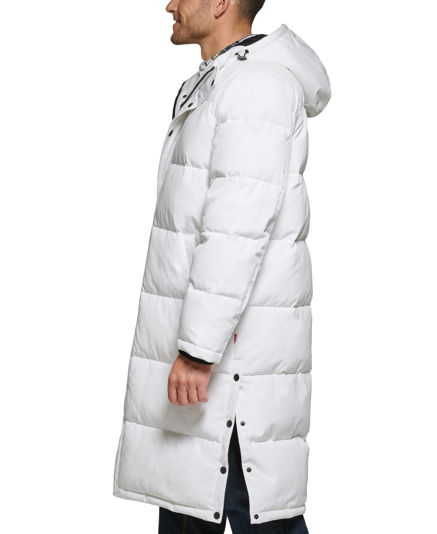 Levi's Men's Quilted Extra Long Parka Jacket - White