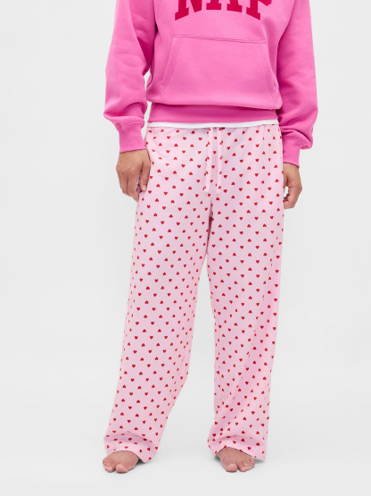 Adult Softest Flannel PJ Pants - Pink hearts