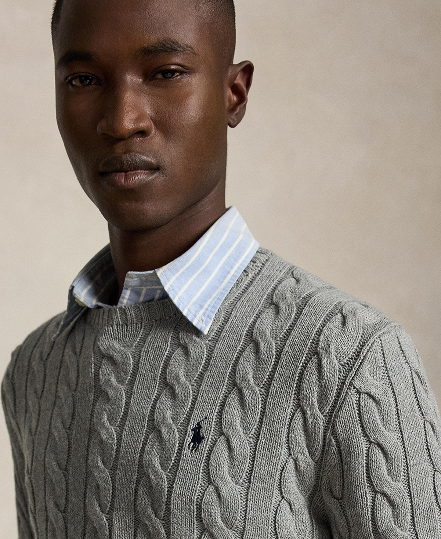 Polo Ralph Lauren Men's Cable-Knit Cotton Sweater - Fawn Gray Heather