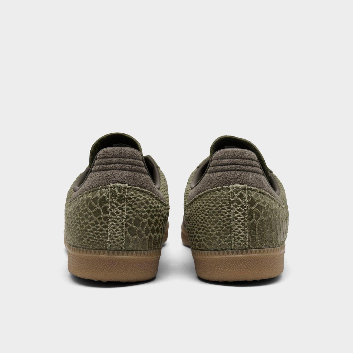 Men's adidas Originals Samba OG Casual Shoes - Part 2 - Focus Olive/Off White/Gum - Back view