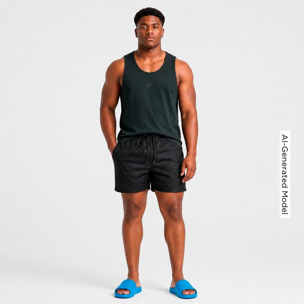 Men's Nithtke Swim Breaker Swoosh Link Lined Volley Swim Shorts - Black