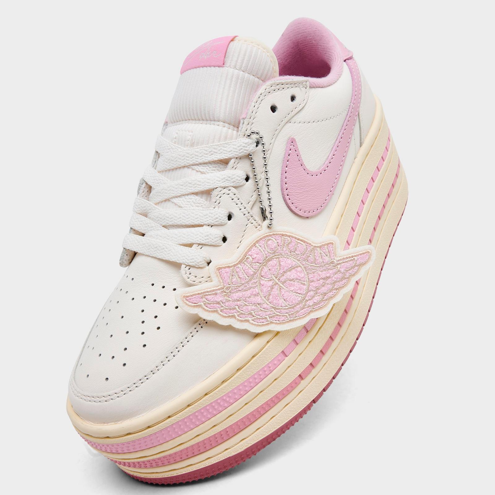 Women's Air Jordan 1 Low Triple Stack Casual Shoes - Pale Ivory/Iced Carmine/Muslin - view 3