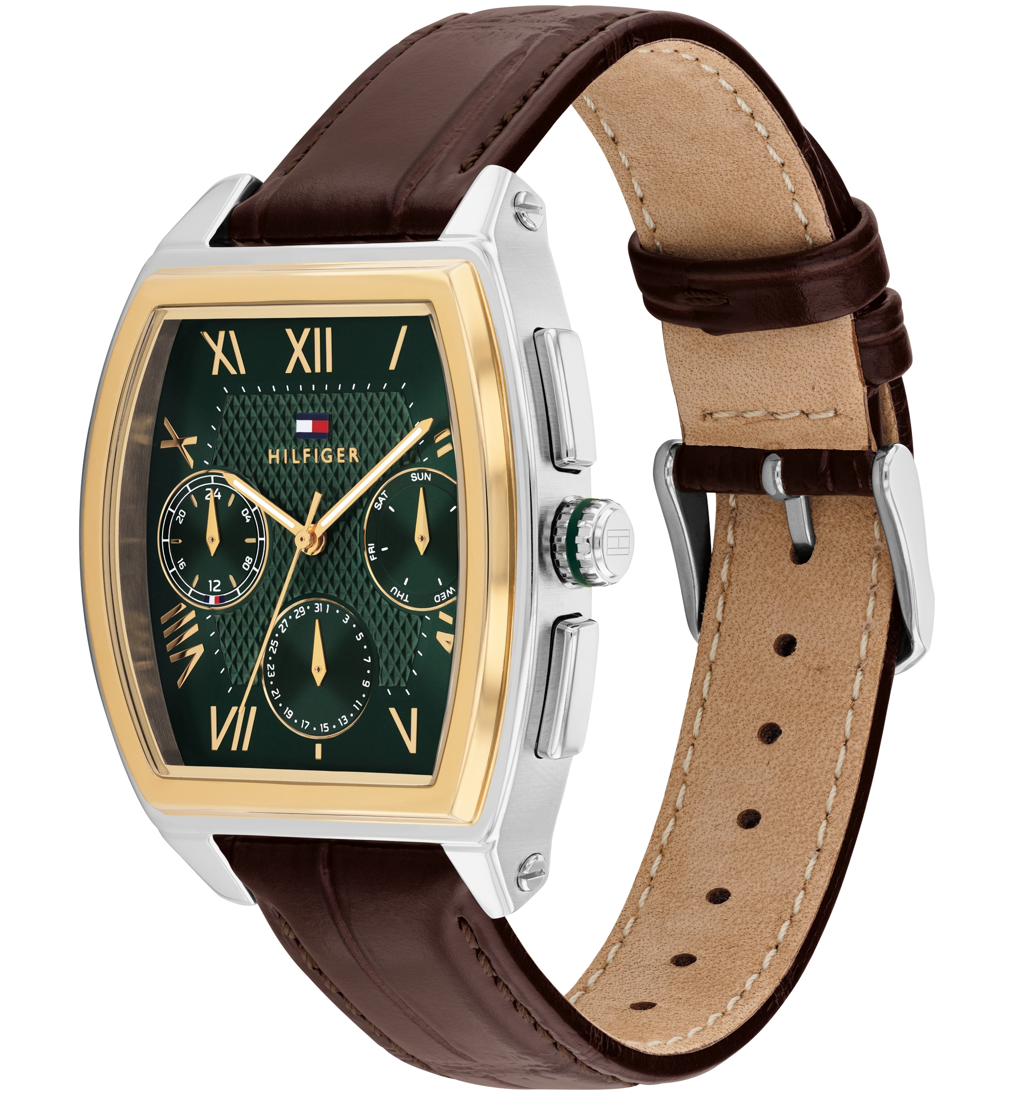 Tommy Hilfiger Men's Multifunction Dark Brown Leather Bracelet Watch, 36mm - Dark Brown