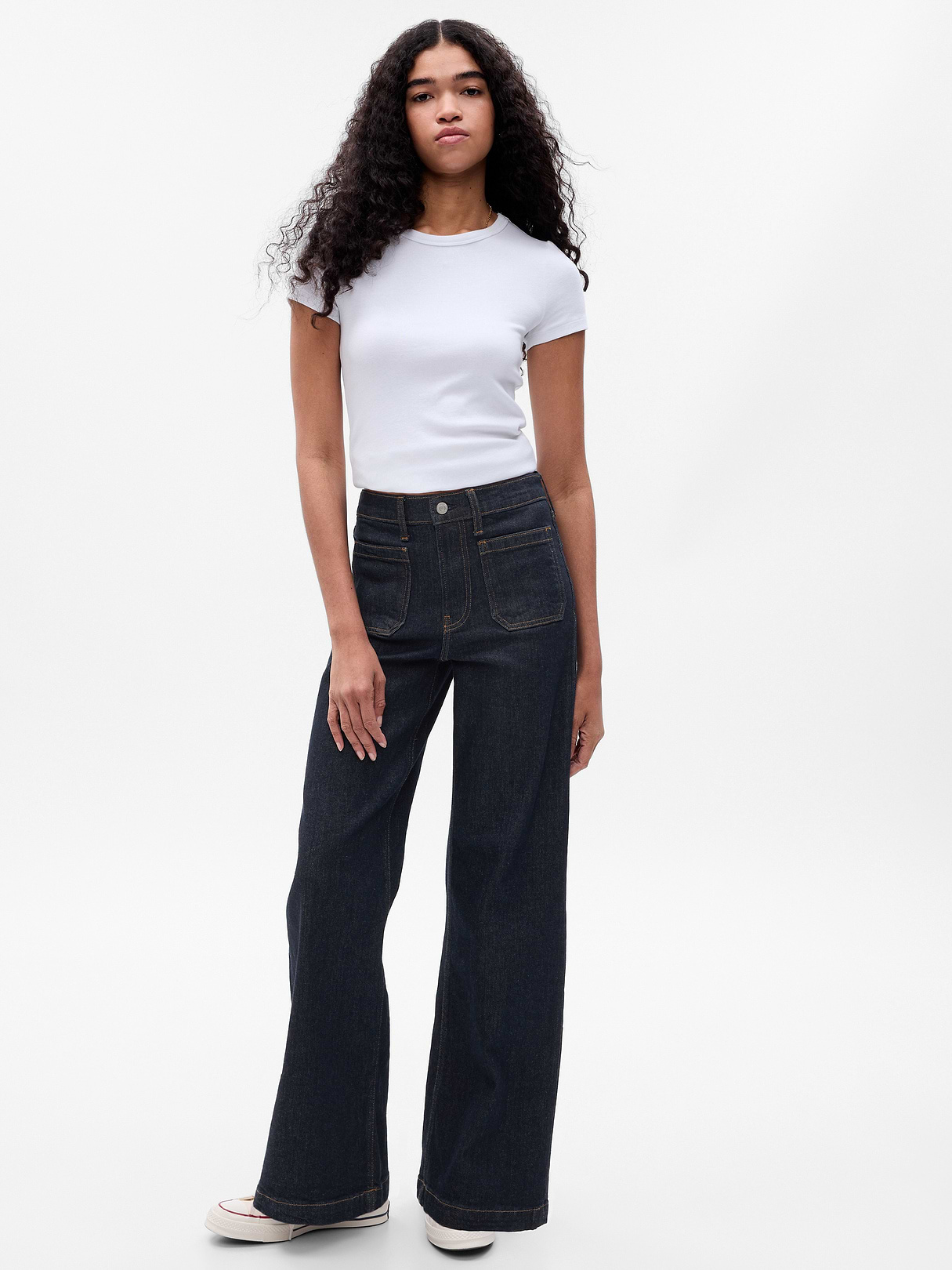 High Rise Stride Wide-Leg Jeans - Dark indigo