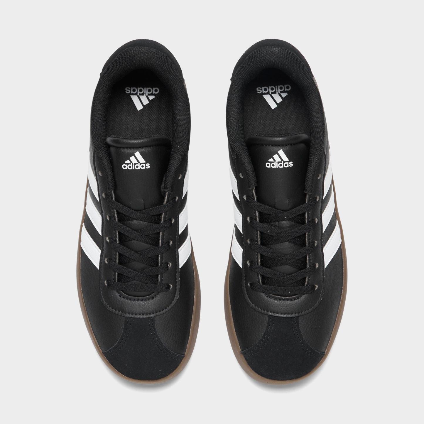 Big Kids' adidas VL Court 3.0 Skateboarding Casual Shoes - Core Black/Cloud White/Gum - Top view