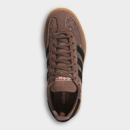Big Kids' adidas Originals Handball Spezial Casual Shoes - Part 1 - Earth Strata/Core Black/Glow Pink - Top view