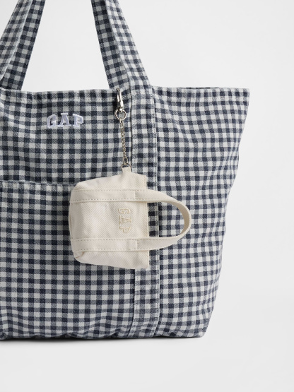 Logo Tote Bag Charm - White denim
