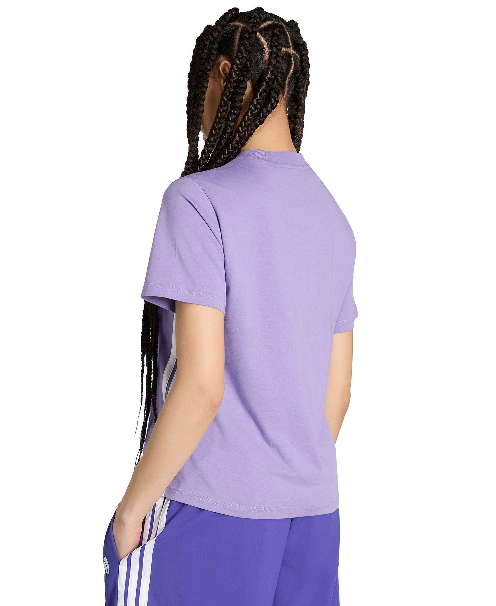 adidas Women's Essentials 3-Stripes Cotton T-Shirt - Magic Lilac/white