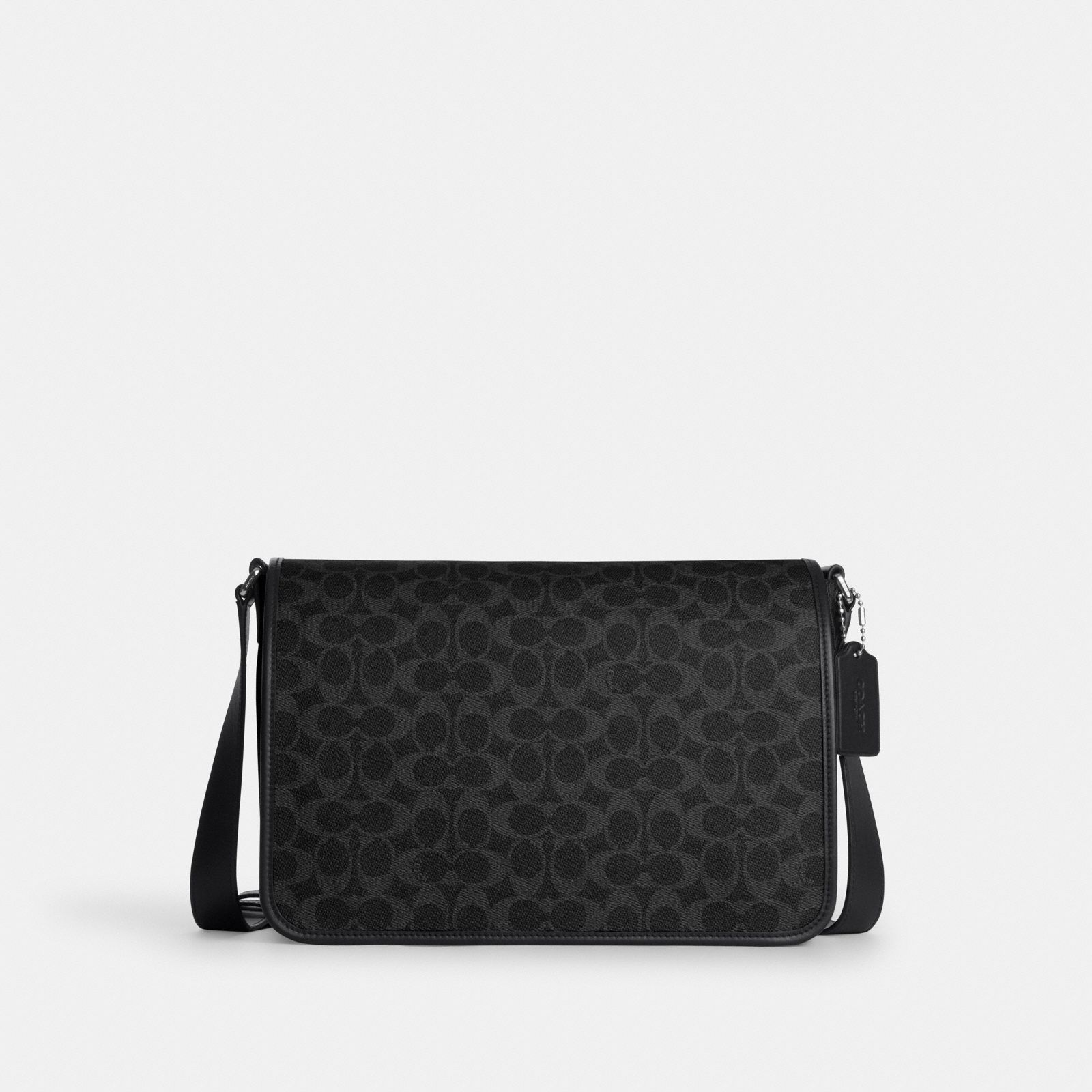 Colby Messenger Bag 32 In Signature Canvas - Silver/Black Signature