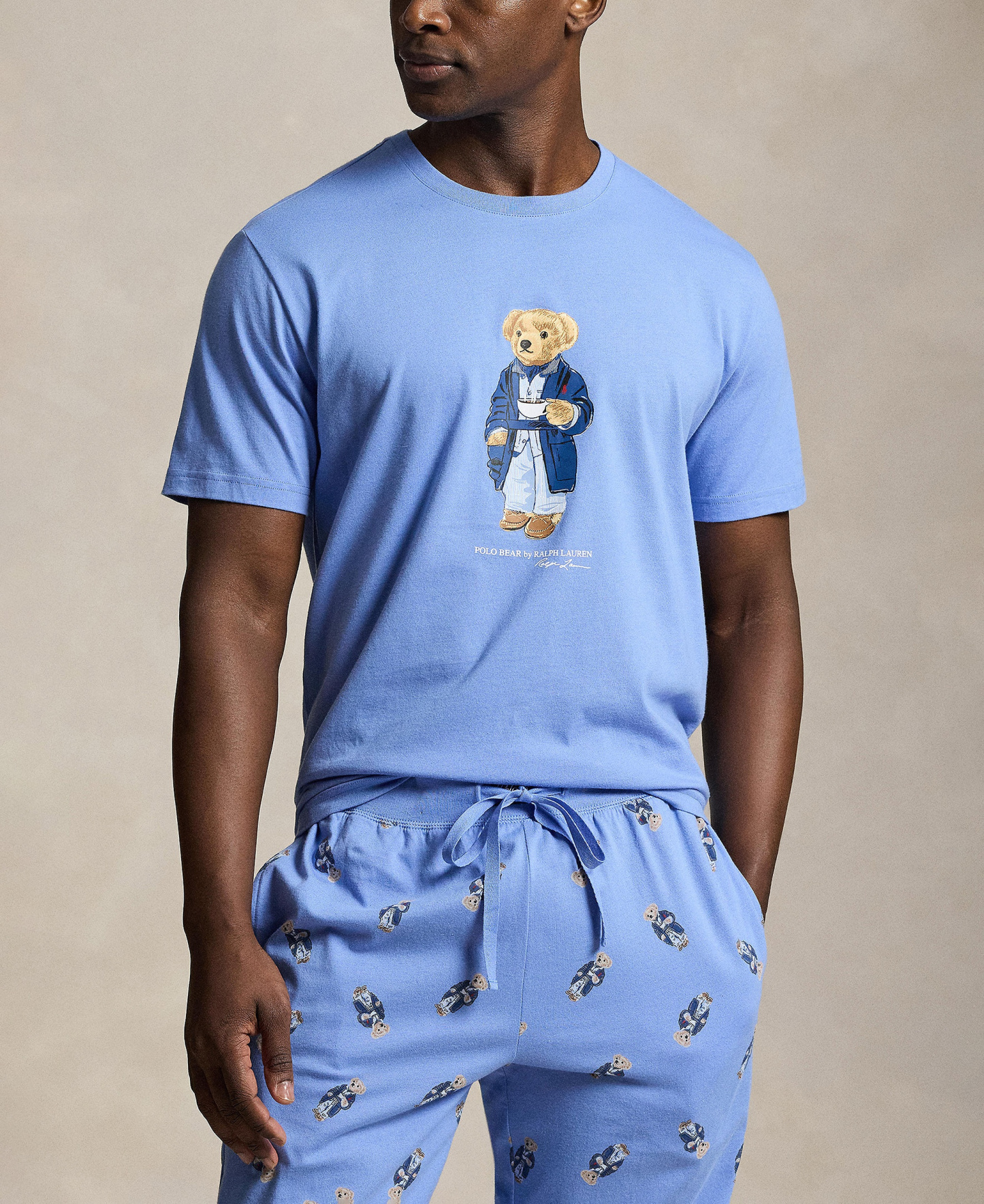 Polo Ralph Lauren Men's Short-Sleeve T-Shirt and Jogger Pants, 2-Piece Set - Harbor Island Blue/ Morning Robe Bear