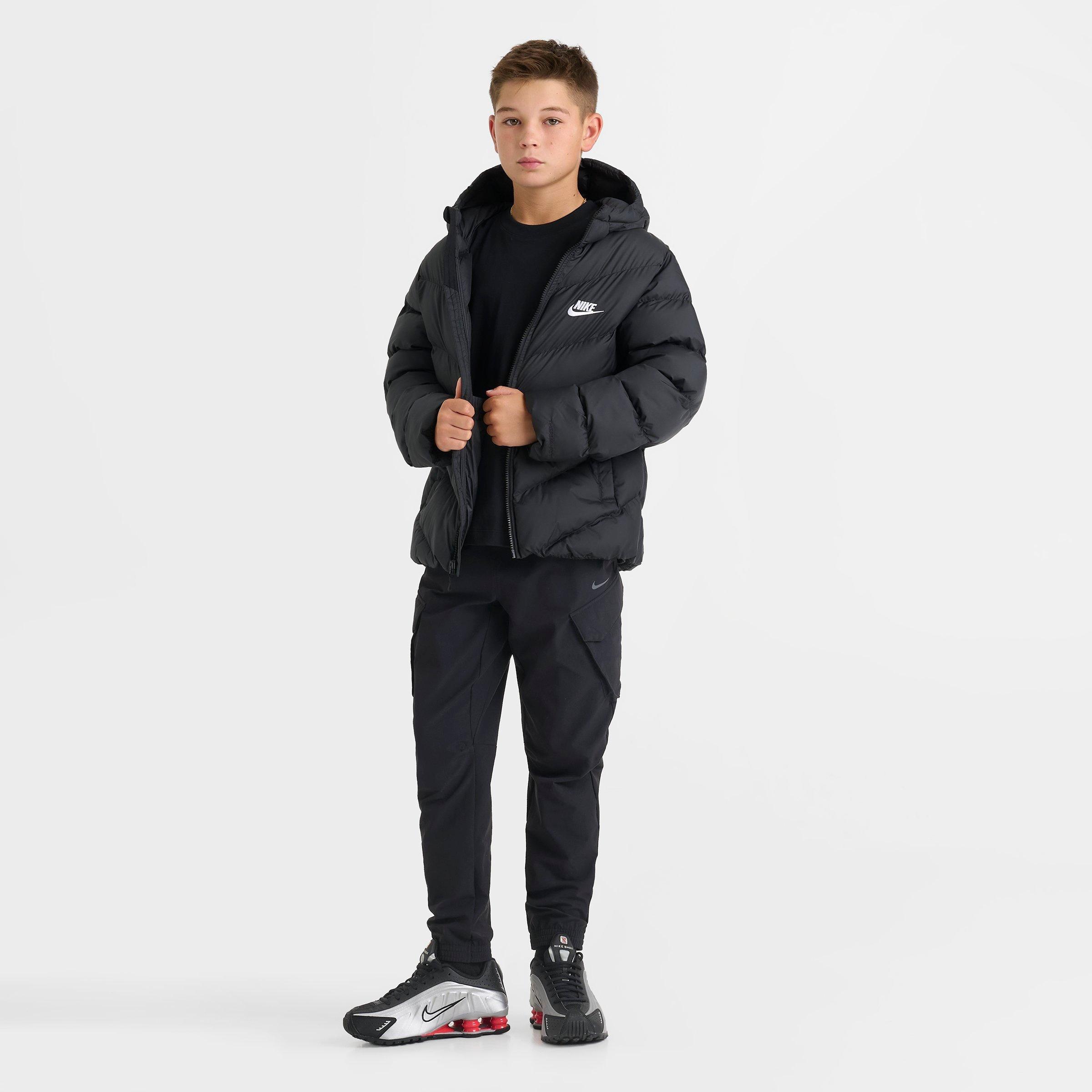Big Kids' Nithtke Sportswear All Day Play Therma-FIT Loose-Fit Puffer Jacket - Black/White