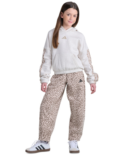 adidas Girls' 8-16 Elastic Waistband Printed Barrel Leg Pants - Crystal Linen