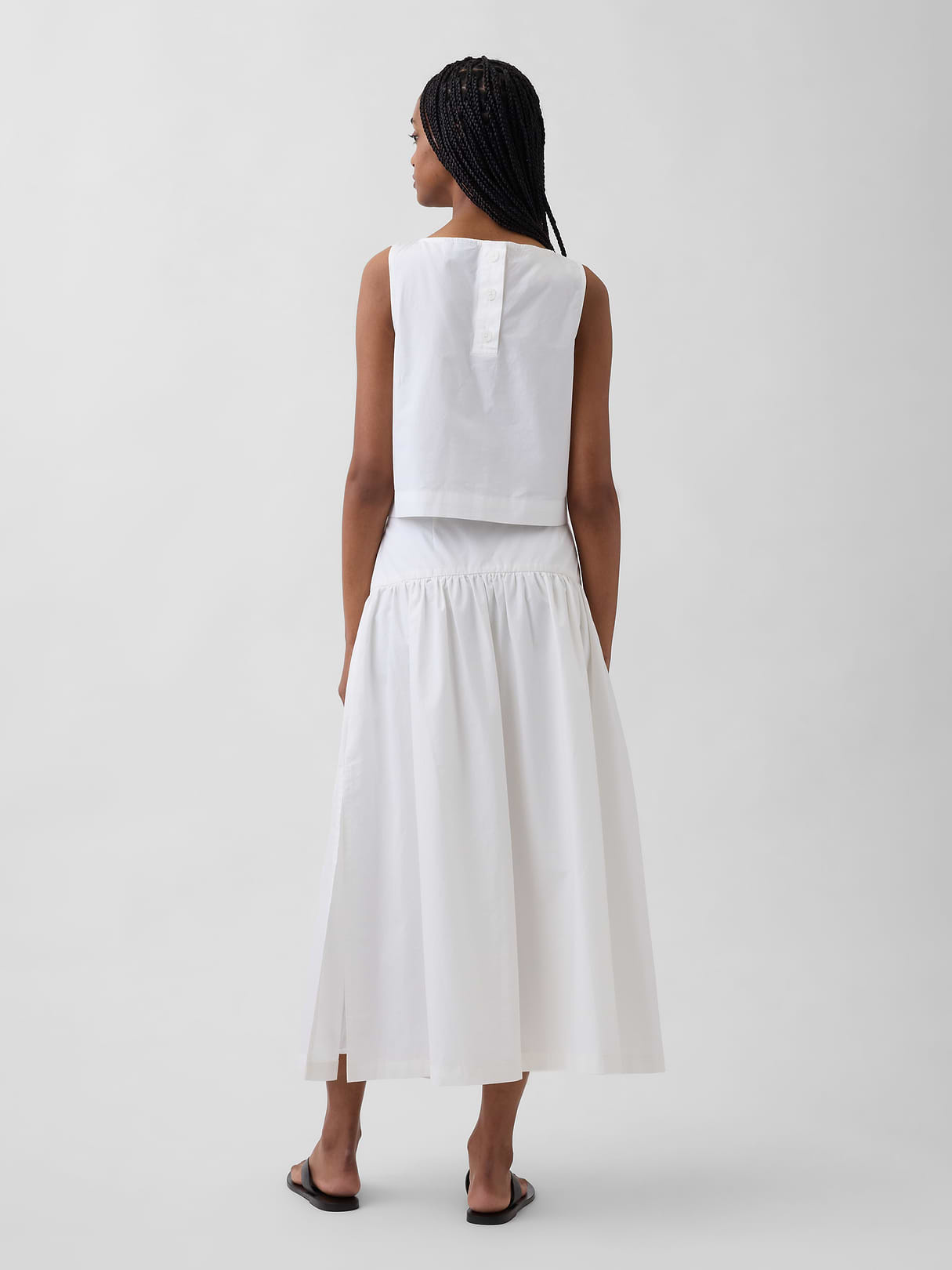 Poplin Drop-Waist Maxi Skirt - Optic white