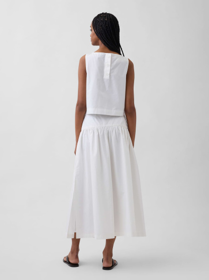 Poplin Drop-Waist Maxi Skirt - Optic white