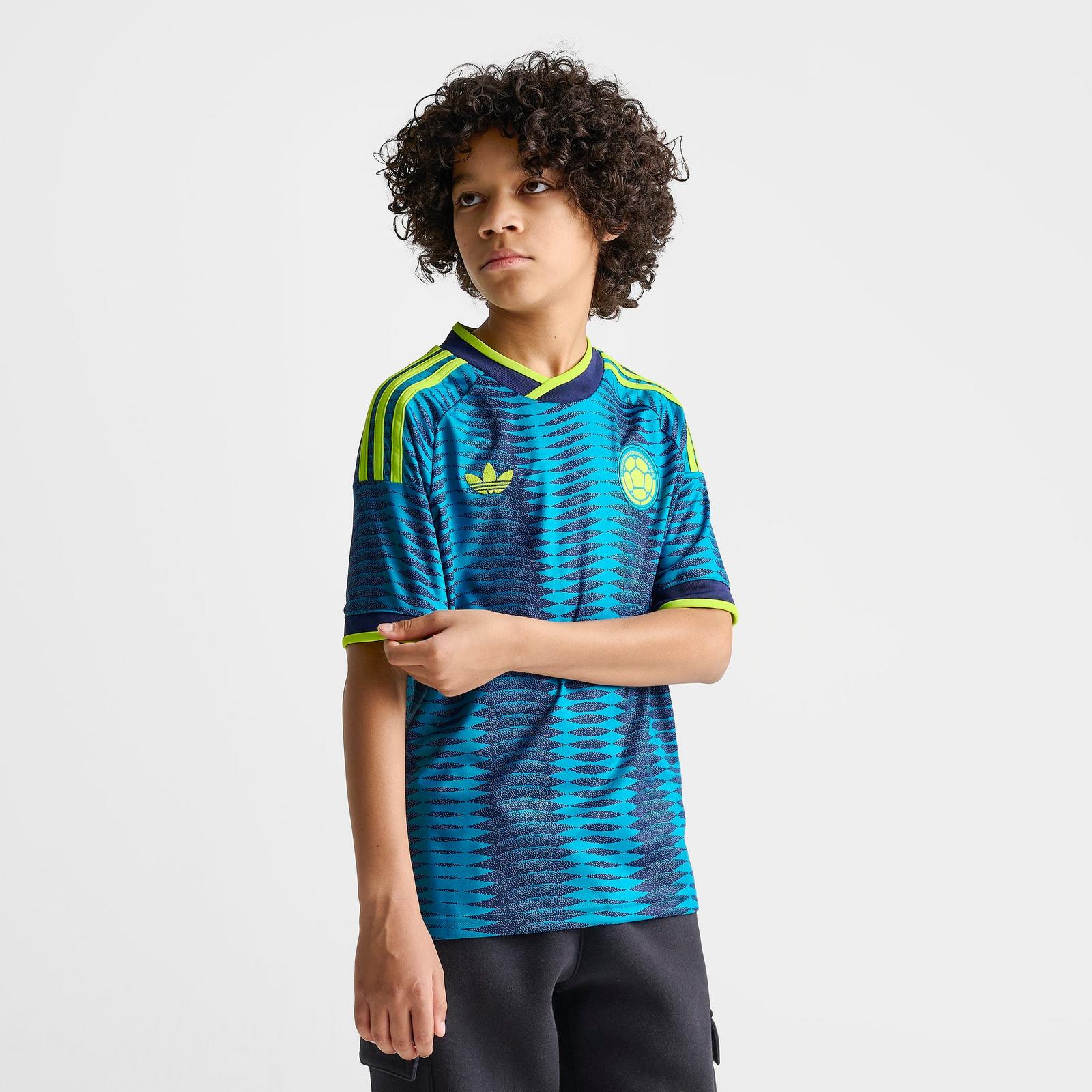 Big Kids' adidas Colombia 26 Away Soccer Jersey - Mystery Petrol/Team Navy Blue - view 3