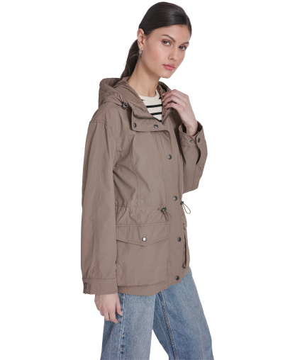 Levi's Women's Cinch-Waist Hooded Rain Anorak Jacket - Pine Bark