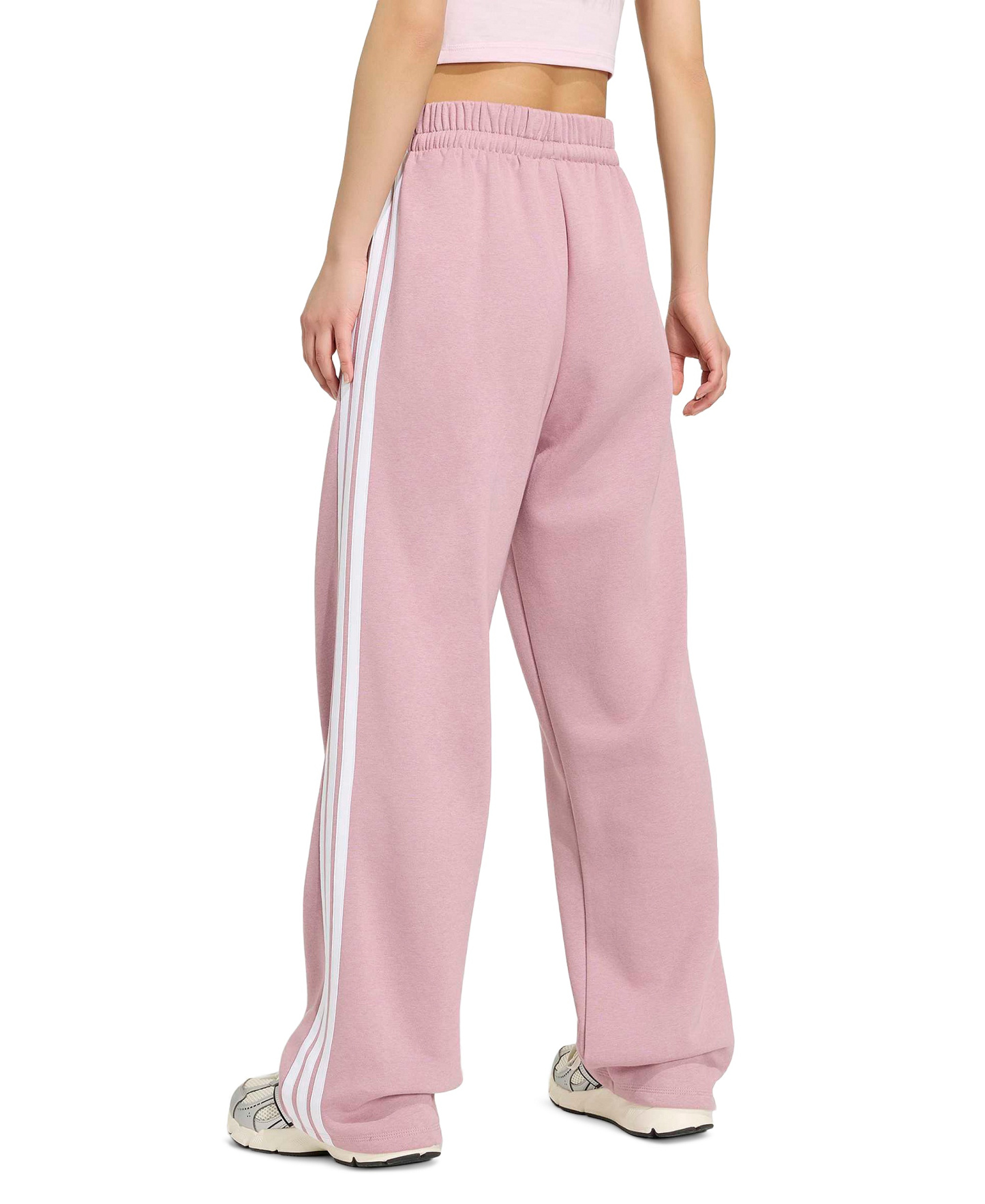 adidas Women's Essentials 3-Stripes Fleece Slim Pants - Magic Mauve/White