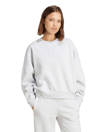 adidas Women's Essentials Crewneck Small-Logo Sweatshirt - Light Gray Heather/White