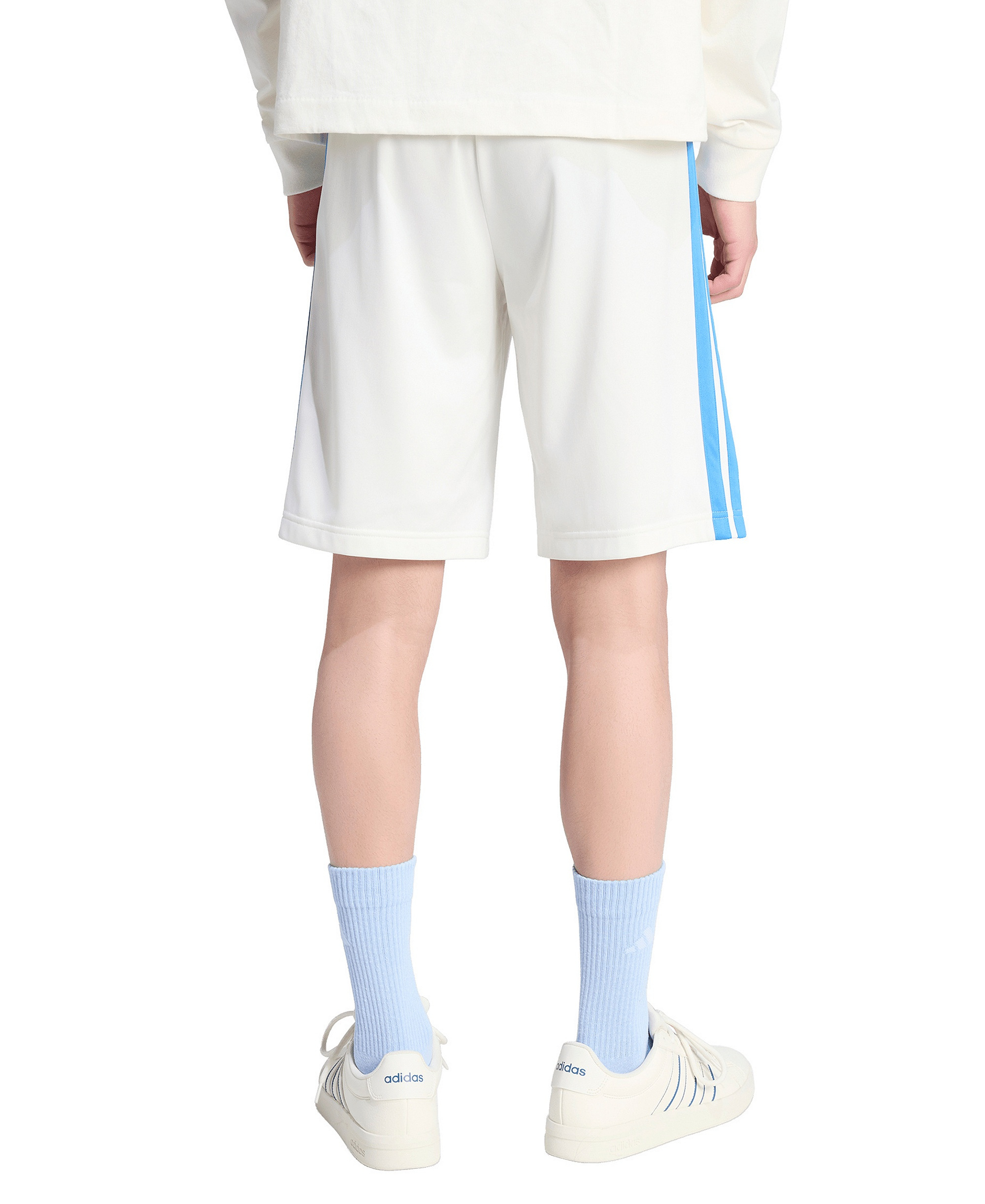 adidas Men's Three-Stripes 10" Tricot Shorts - Off White / Ray Blue