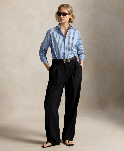 Polo Ralph Lauren Women's Relaxed-Fit Striped Cotton Shirt - Light Blue White Multi