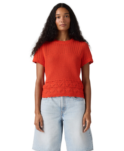 Levi's Women's Isabelle Crochet Short-Sleeve Sweater - Signal Red