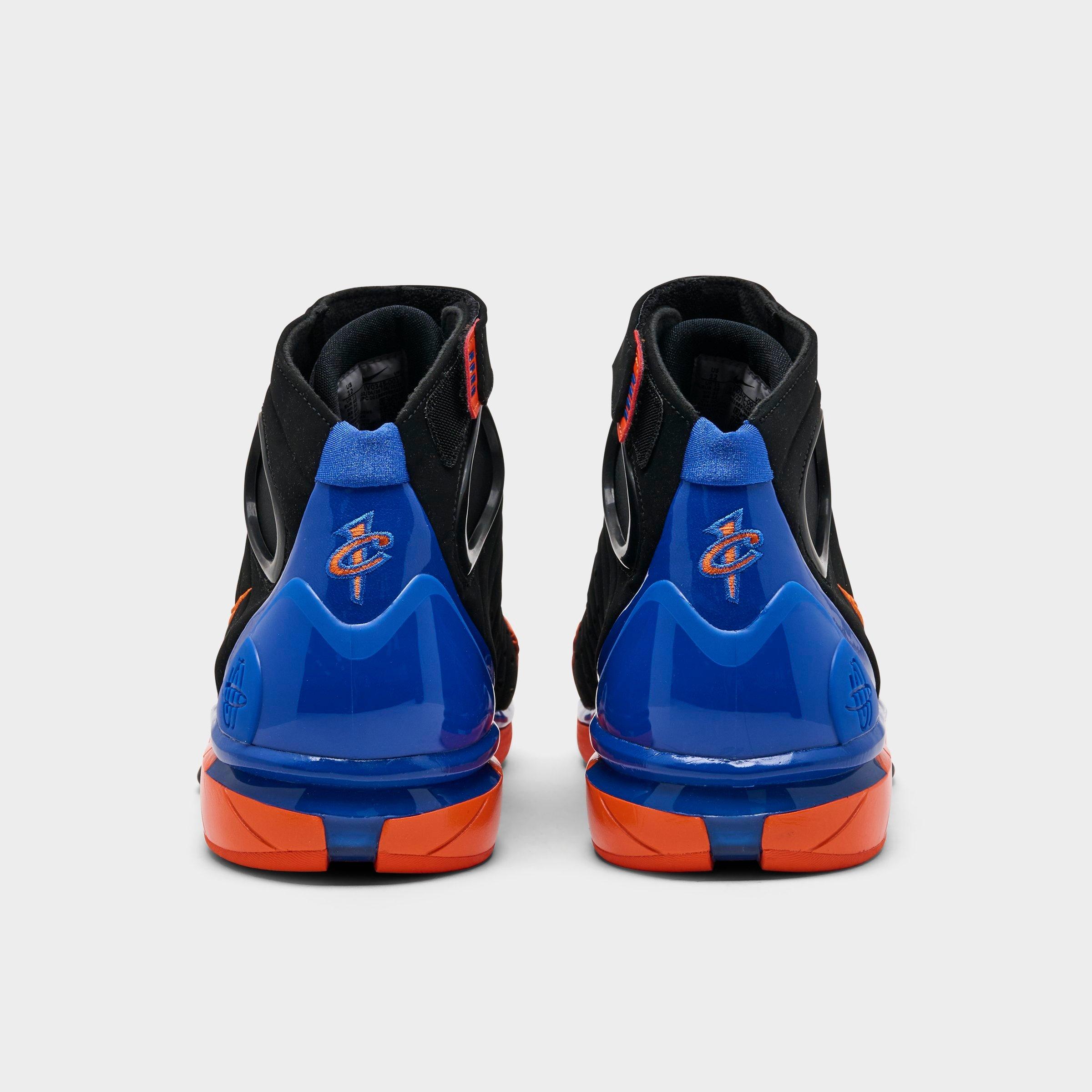 Men's Nithtke Air Zoom Huarache 2K4 PE Penny Hardaway Basketball Shoes - Black/Varsity Royal/Safety Orange - Back view