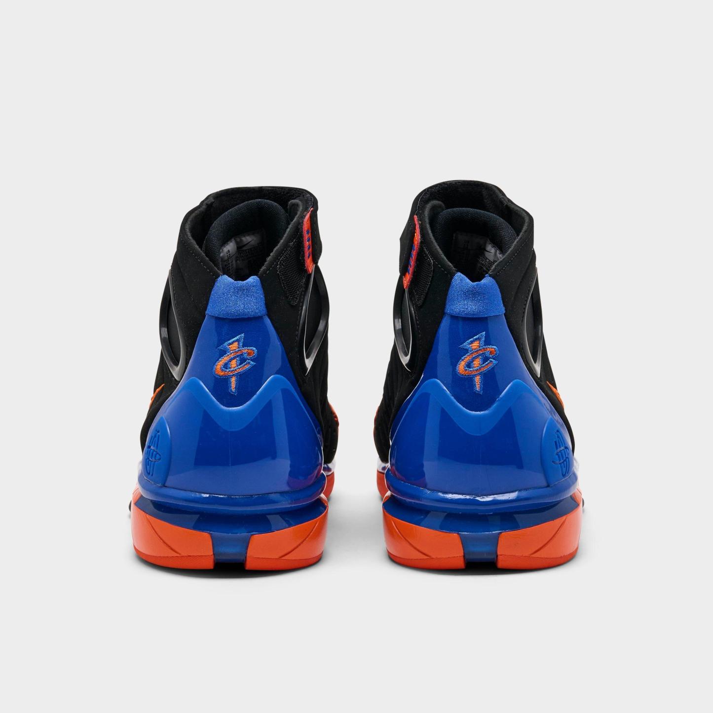 Men's Nithtke Air Zoom Huarache 2K4 PE Penny Hardaway Basketball Shoes - Black/Varsity Royal/Safety Orange - Back view