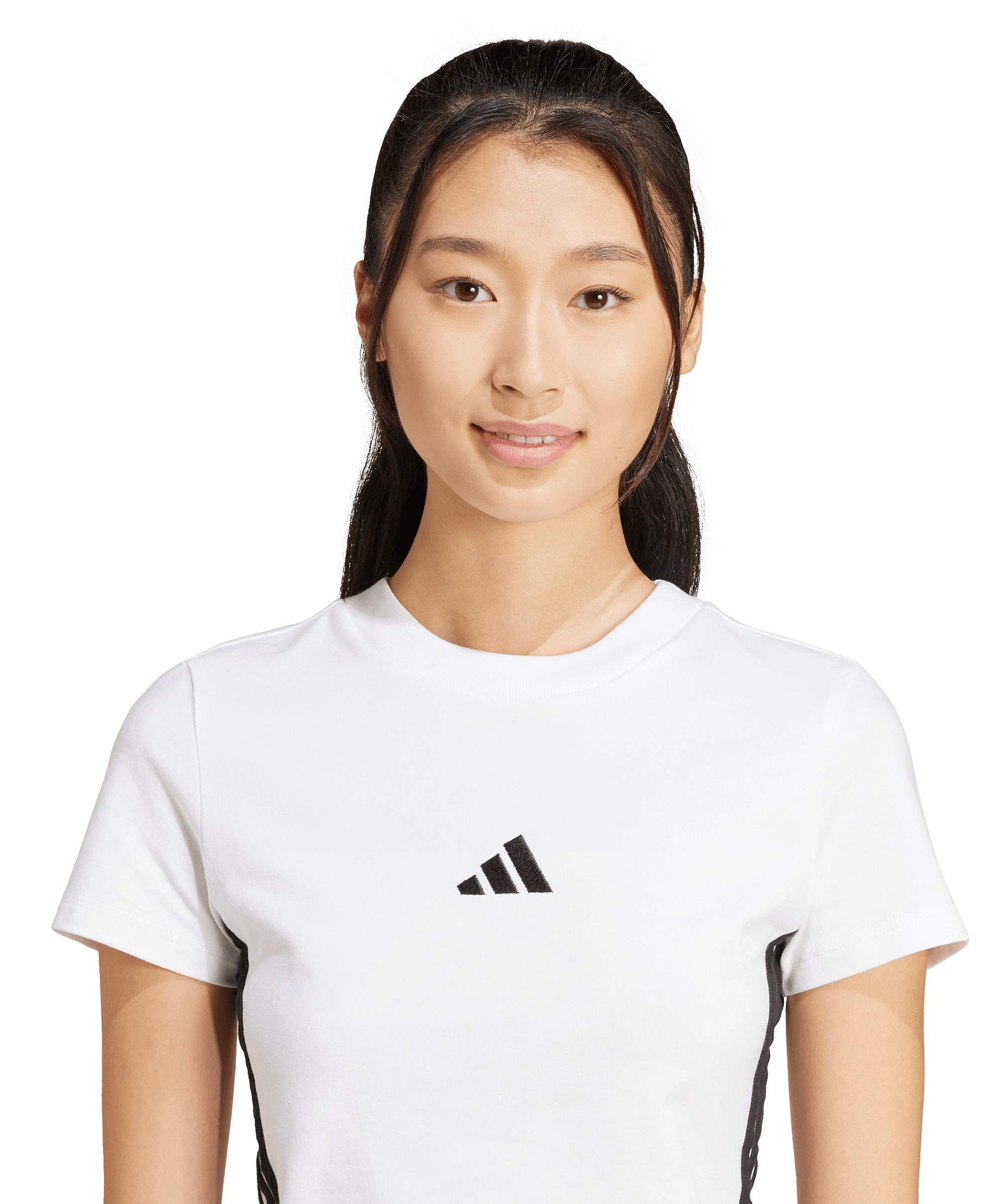 adidas Women's Essentials Slim-Fit Short-Sleeve Baby T-Shirt - White/Black