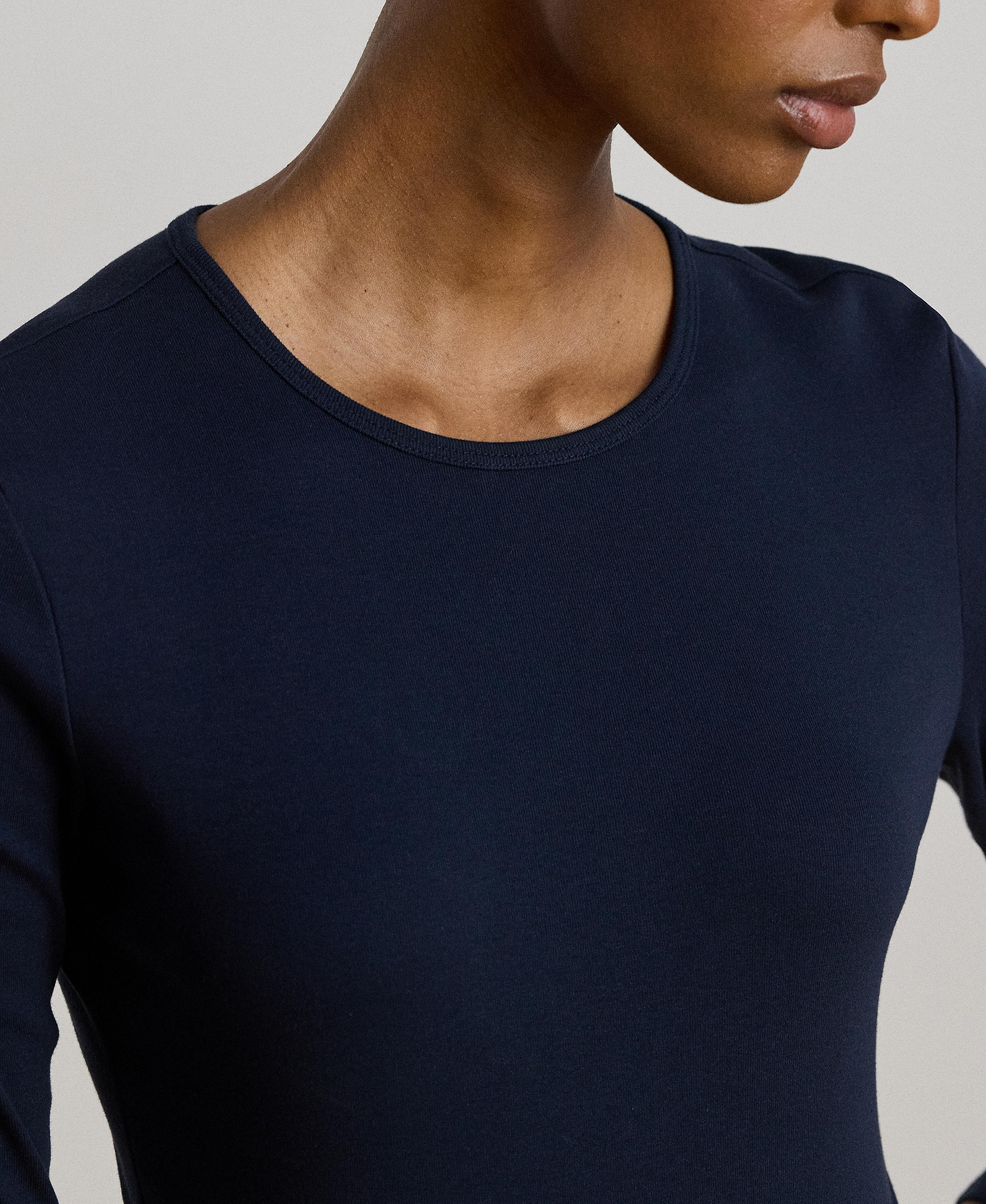 Lauren Ralph Lauren Cotton-Blend Long-Sleeve Top - Lauren Navy