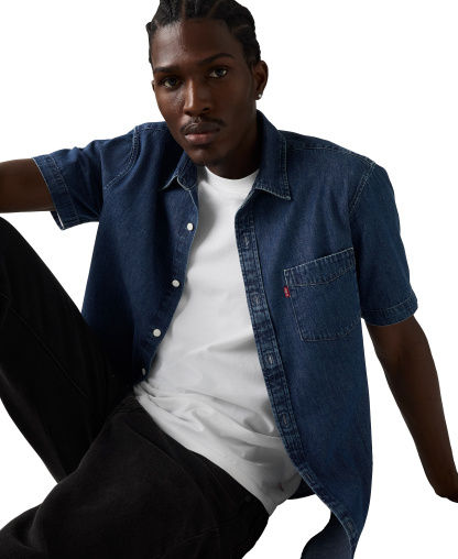 Levi's Men's Classic Pocket Short-Sleeve Regular-Fit Shirt - Blue