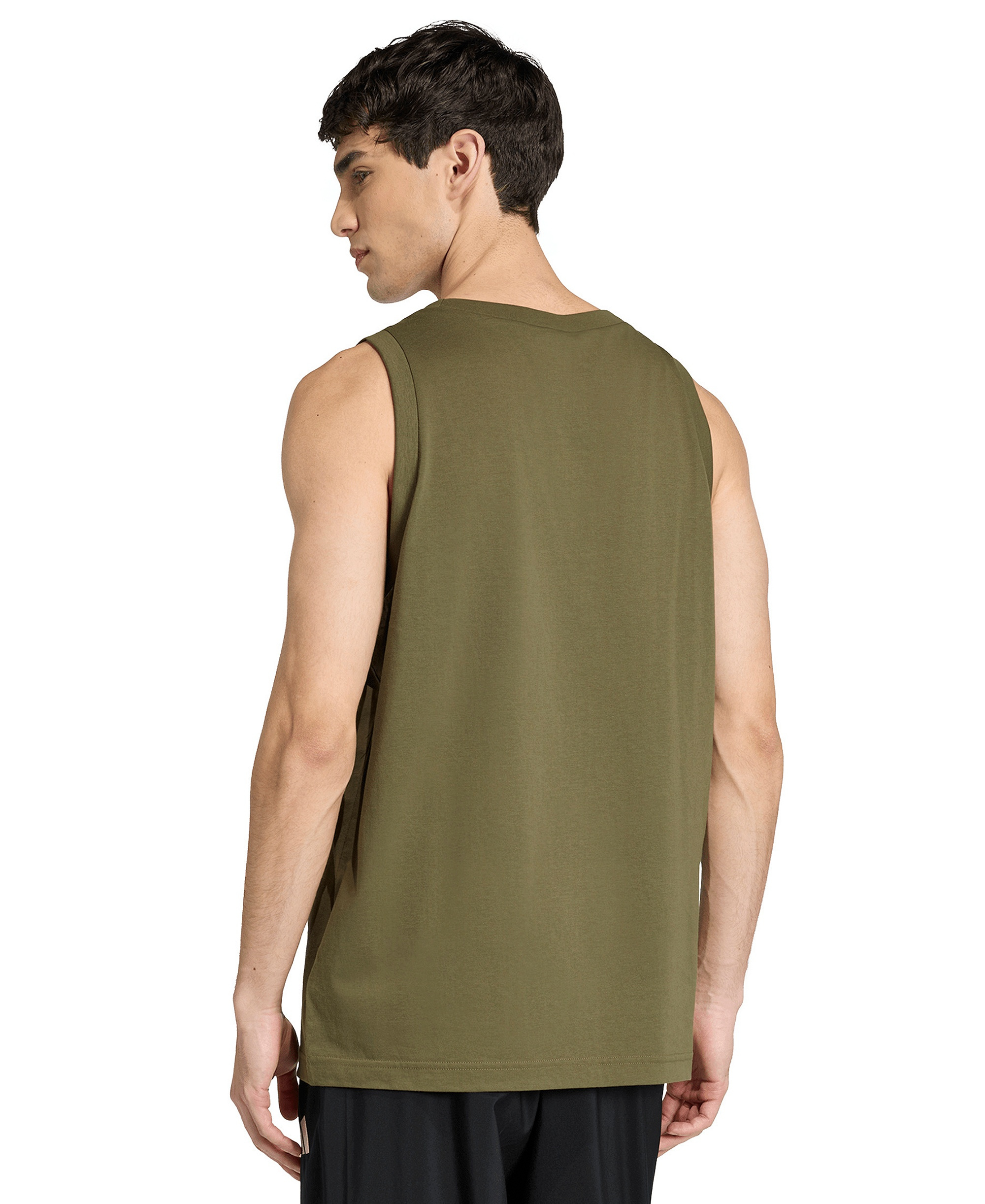 adidas Men's Small Logo Regular-Fit Tank Top - Olive Strata