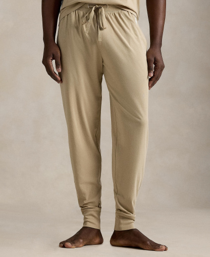 Polo Ralph Lauren Men's Regular-Fit Pajama Joggers - Classic Khaki/White Logo