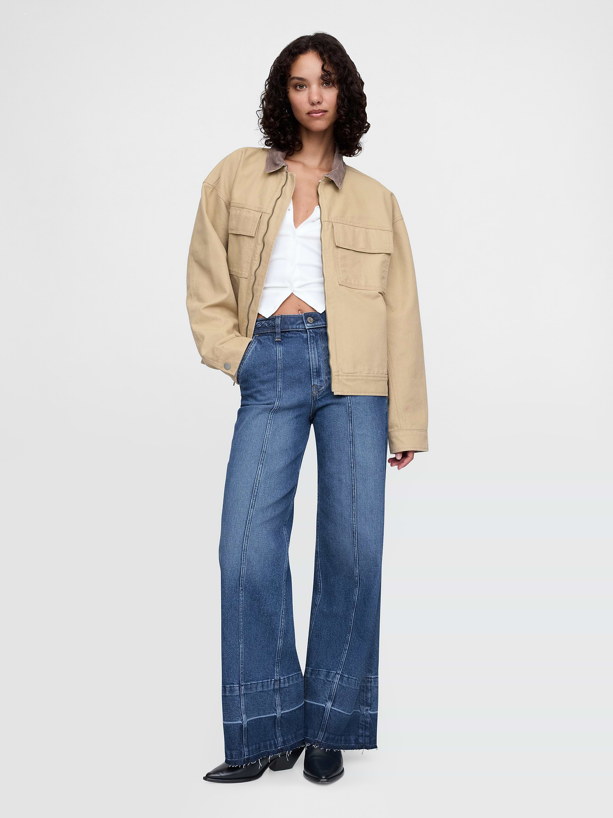 High Rise Stride Wide-Leg Jeans - Medium indigo