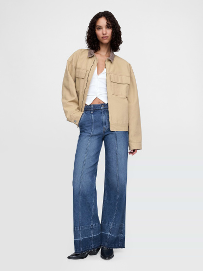 High Rise Stride Wide-Leg Jeans - Medium indigo