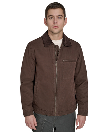 Levi's Men's Cotton Canvas Zip-Front Depot Jacket - Chocolate Brown