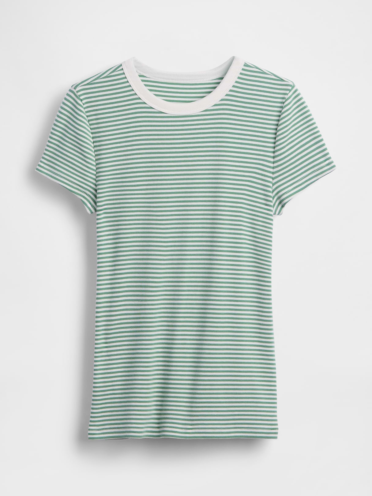 Modern Crew T-Shirt - Green & white stripe