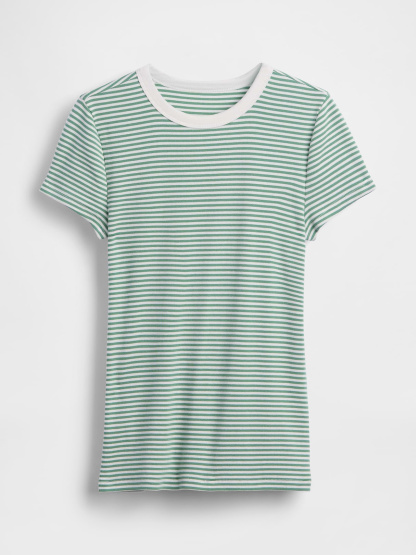 Modern Crew T-Shirt - Green & white stripe