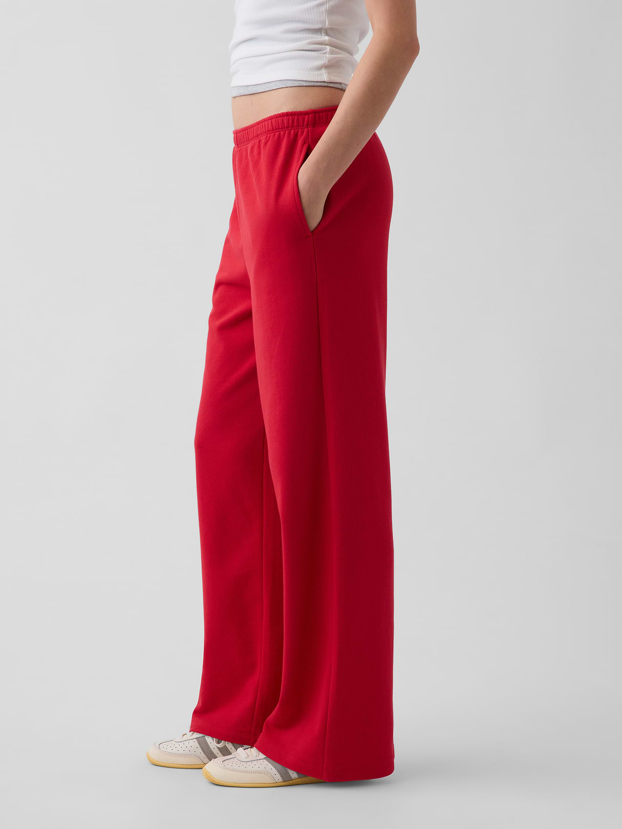 Mid Rise VintageSoft Terry Loose Sweatpants - Red