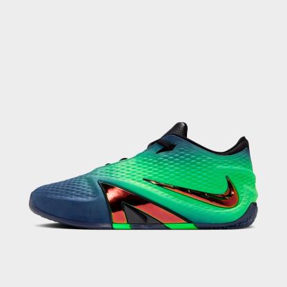 Men's Nithtke Ja 4 Basketball Shoes - Obsidian/Multi-Color/Black/Voltage Green - Left shoe facing left. Outside of the shoe.