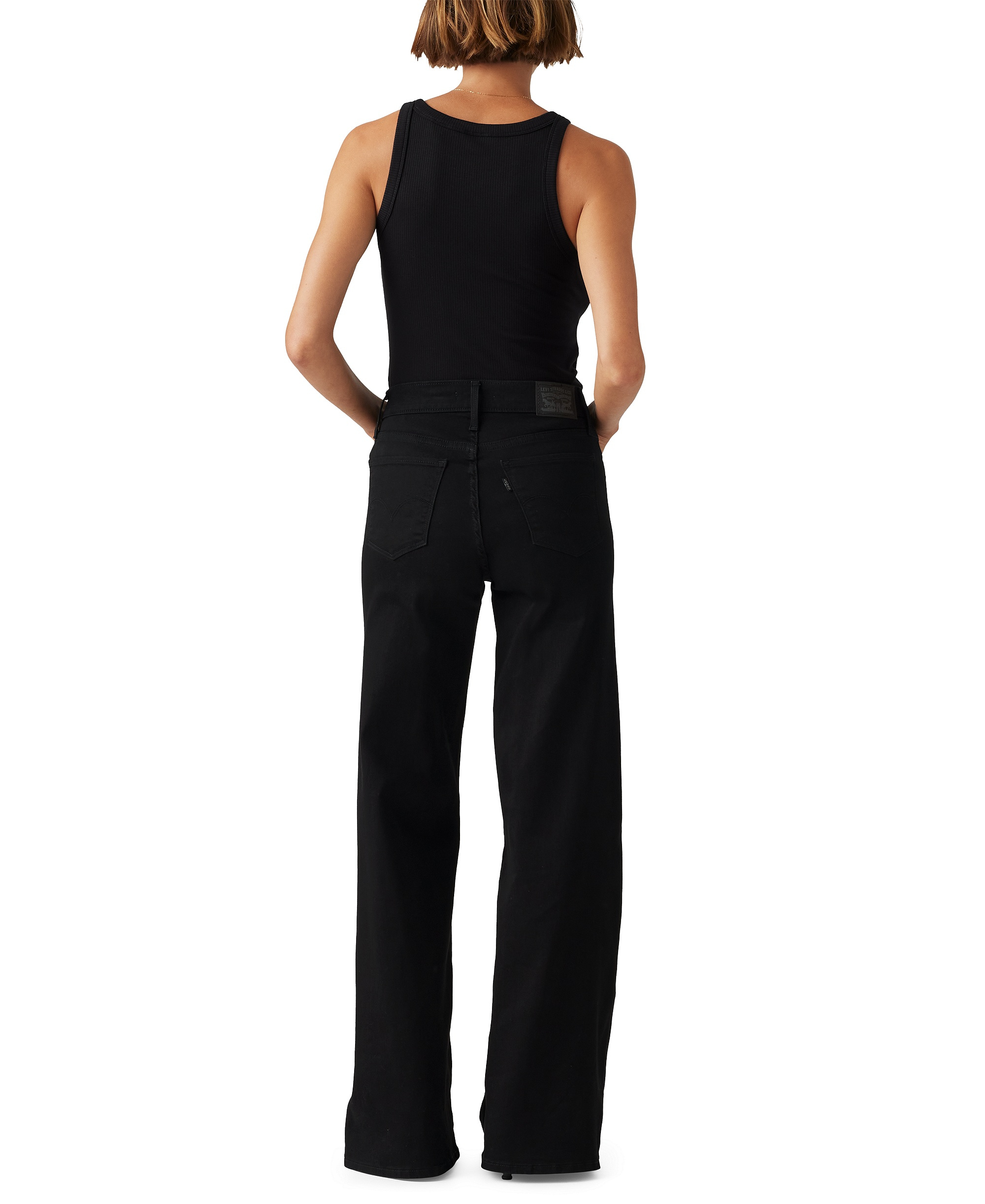 Levi's Women's 318 Shaping Stellar-Stretch Wide-Leg Jeans in short length - Soft Black