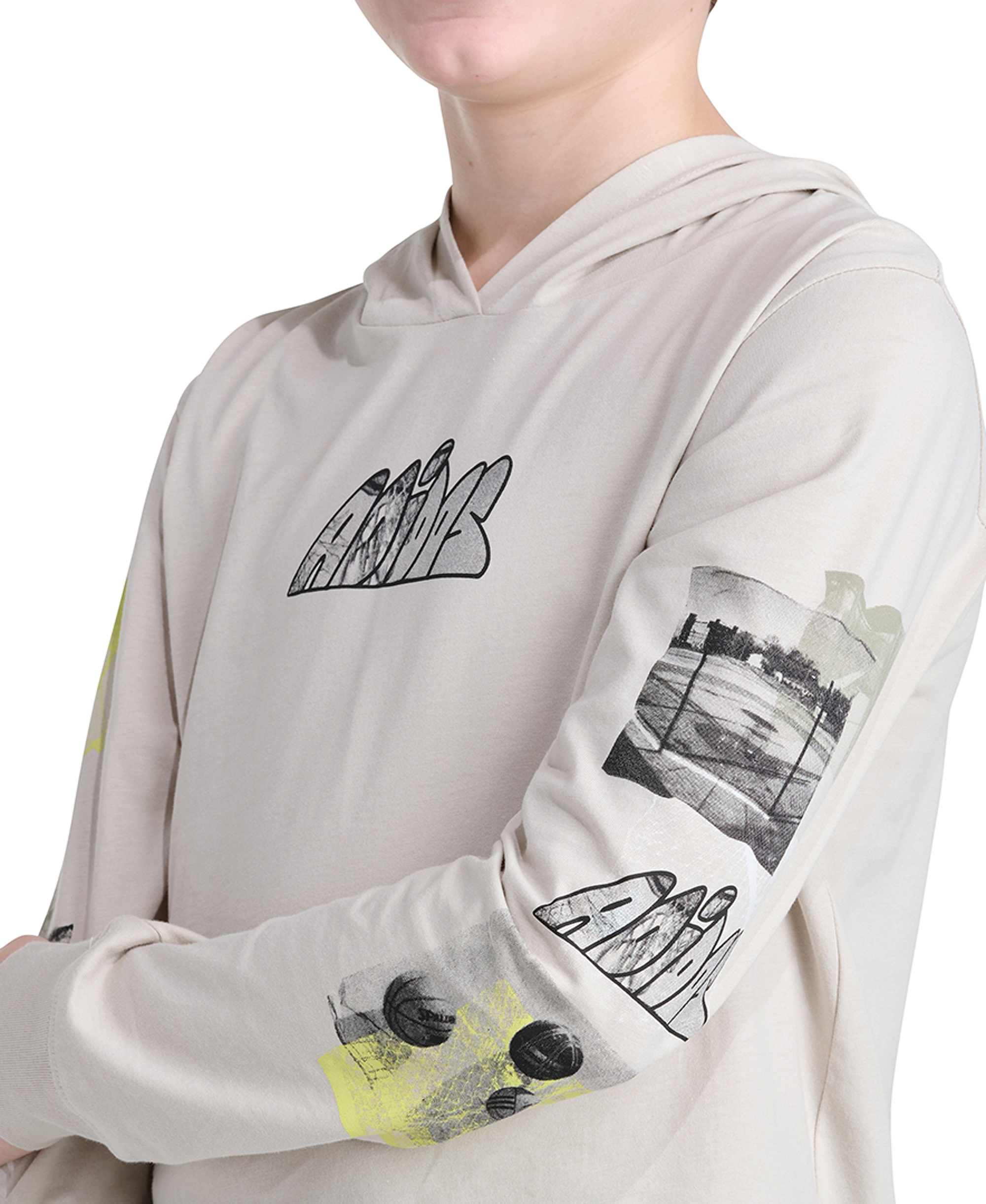 adidas Boys' 8-20 Long-Sleeve Hooded Photoreal Sport T-Shirt - Wonder Alumina