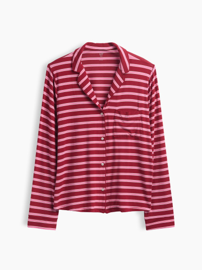 SoftMade Modal PJ Top - Pink & red stripe