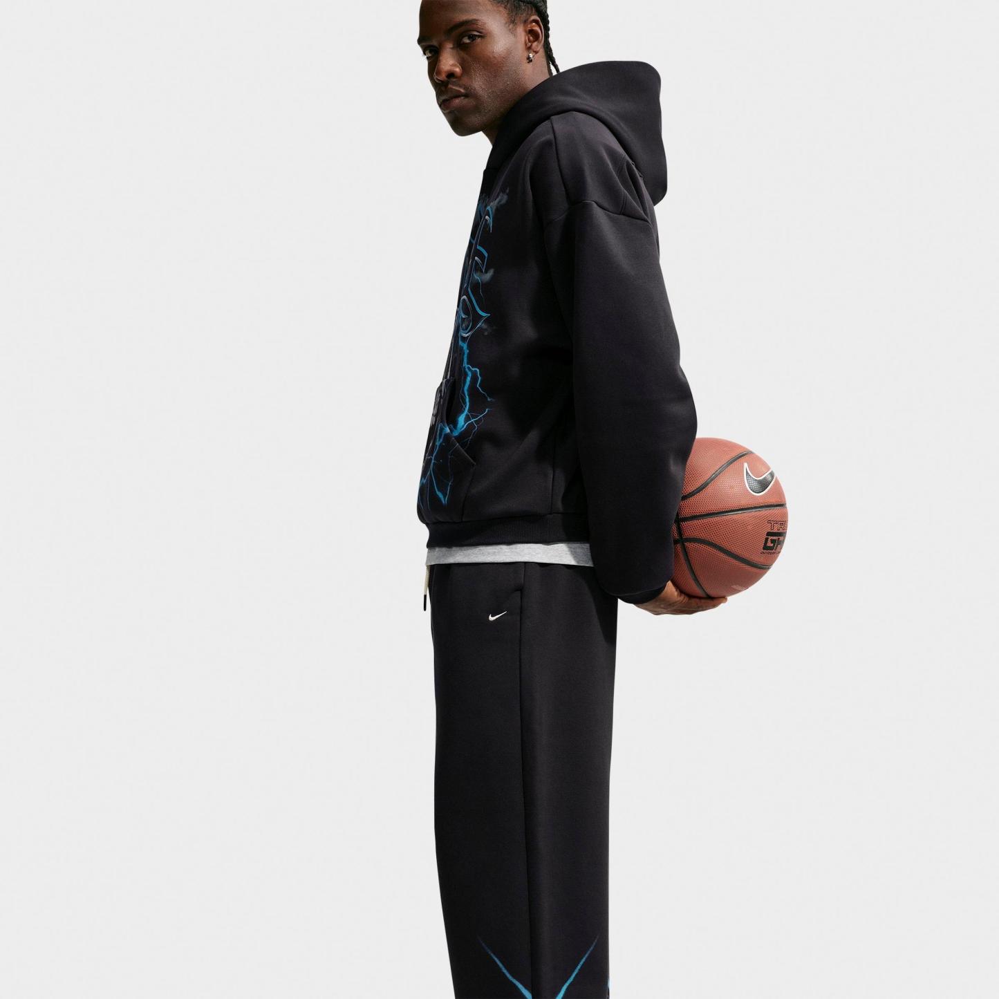 Men's Nithtke Standard Issue Brushed Skull Basketball Pants - Black/Light Current Blue/Pale Ivory